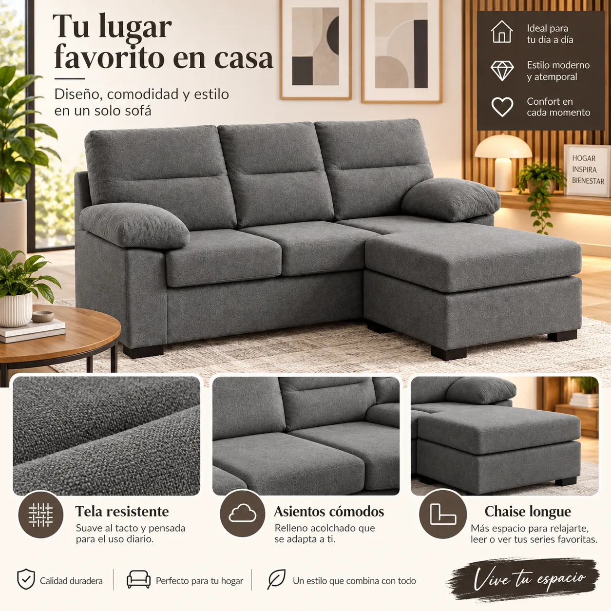 Sofá Chaiselongue Ahorro